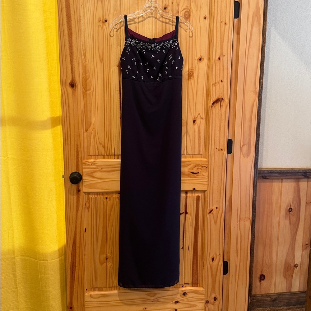 Bari Jay Navy Dress with Silver Embroidery Size 11/12